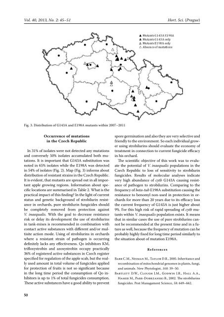 Efficacy loss of strobilurins used in protection against apple scab in ...