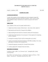 Syllabus - Assemblies of God Theological Seminary