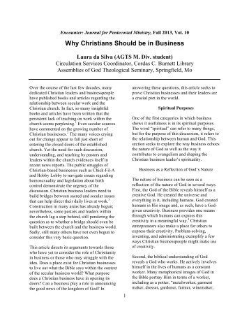 Why Christians Should be in Business - Assemblies of God ...