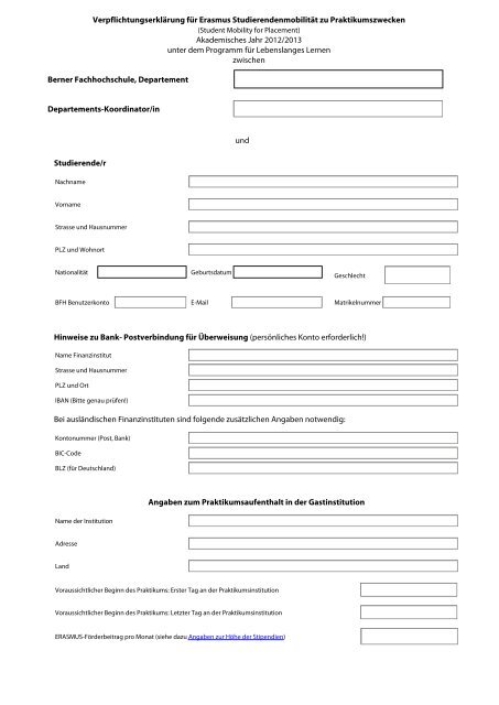 Verpflichtungserklärung für Erasmus Studierendenmobilität zu ...