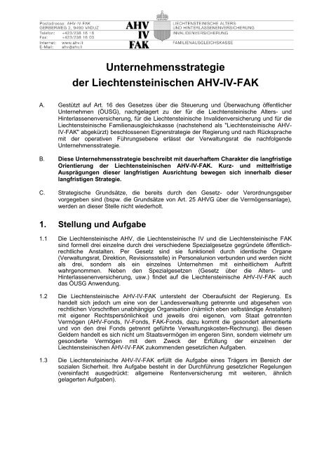 Unternehmensstrategie des Verwaltungsrates (pdf 177 KB)