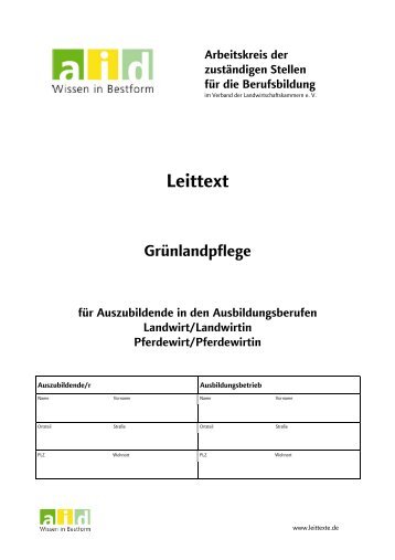 aid-Leittext: Grünlandpflege