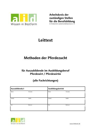 aid-Leittext: Methoden der Pferdezucht