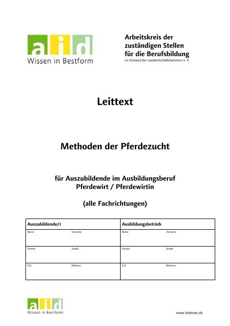 aid-Leittext: Methoden der Pferdezucht
