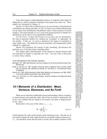 14.1 Moments of a Distribution: Mean, Variance, Skewness ... - AIP