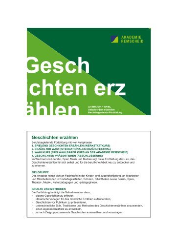 Geschichten erzählen - Akademie Remscheid