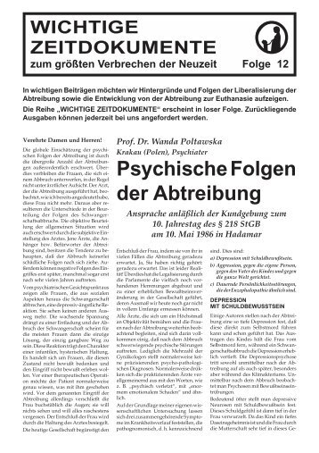 Psychische Folgen der Abtreibung - AKTION LEBEN e.V