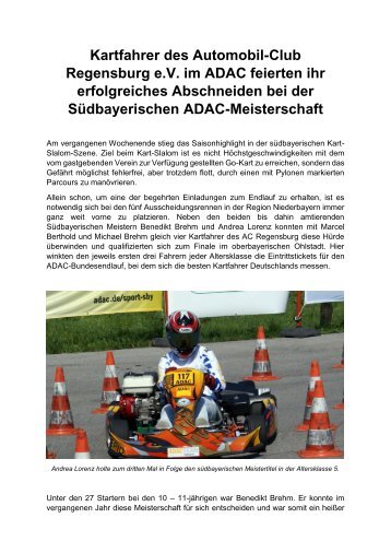 Kartfahrer des Automobil-Club Regensburg eV im ADAC feierten ihr ...