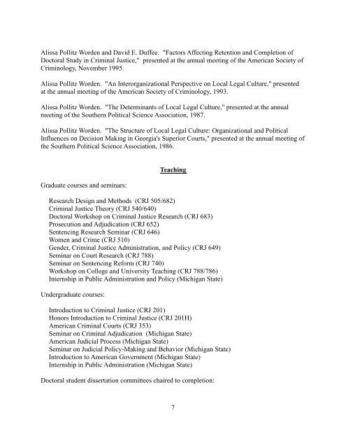 View Dr. Worden's CV - University at Albany