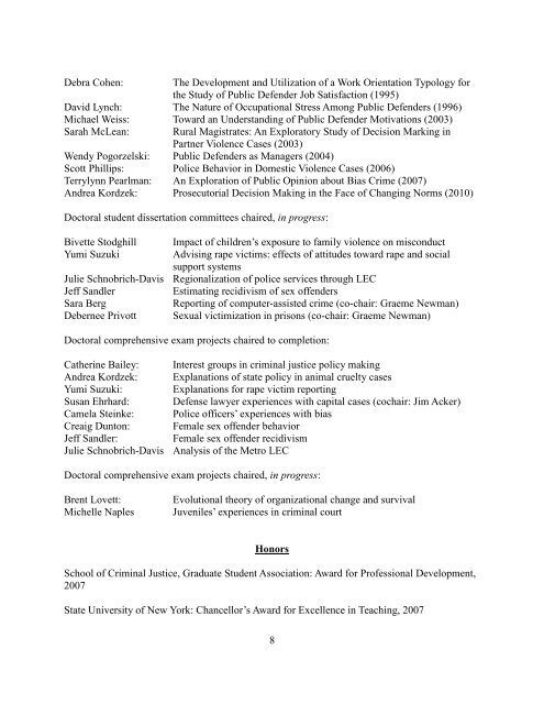 View Dr. Worden's CV - University at Albany