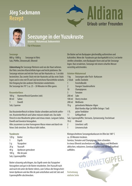 Seezunge in der Yuzukruste Jörg Sackmann Rezept - Aldiana