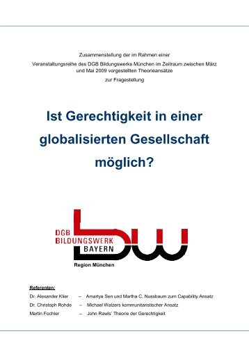 "Ist Gerechtigkeit in einer globalisierten Gesellschaft möglich?