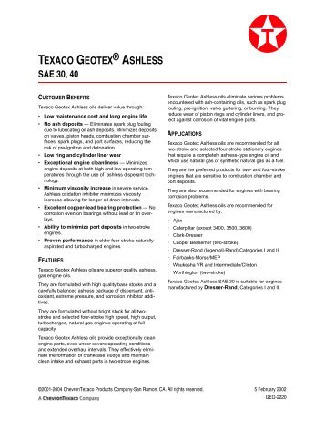 texaco geotex® ashless sae 30, 40 - Alexis Oil