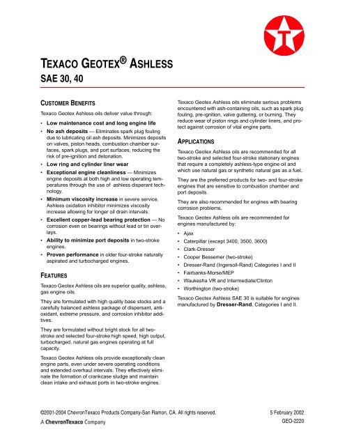 Texaco Geotex Ashless Sae 30 40 Alexis Oil