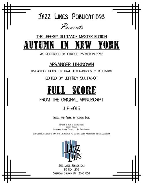 Autumn in New York - JLP-8016 - Score.mus