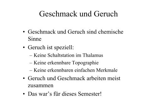 Geruch und Geschmack