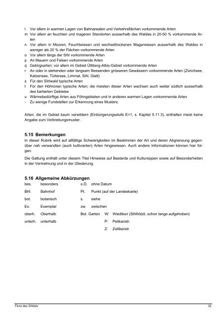 Flora des Sihltals - Amt für Landschaft und Natur - Kanton Zürich