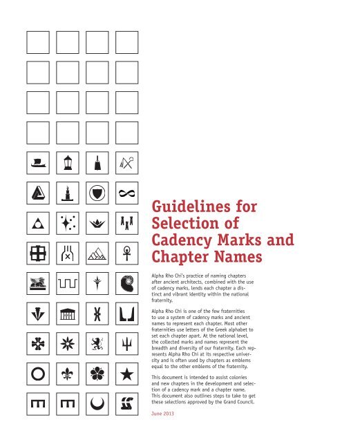 Guidelines for Selection of Cadency Marks and  - Alpha Rho Chi