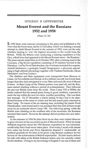 Mount Everest and the Russians 1952 and 1958 - Alpine Journal