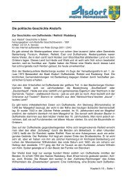 Zur Geschichte von Duffesheide / Reifeld / Radsberg