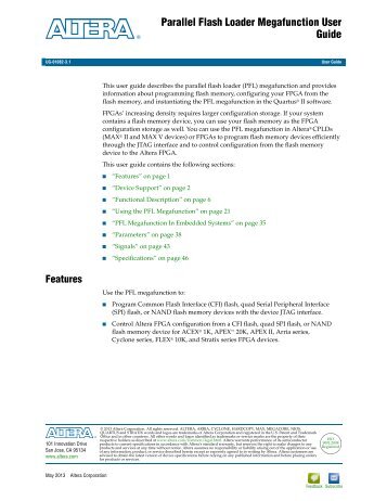 Parallel Flash Loader Megafunction User Guide (PDF) - Altera