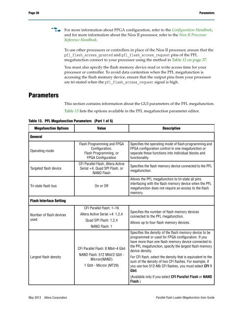 Parallel Flash Loader Megafunction User Guide (PDF) - Altera