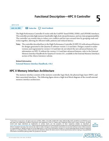 Functional Description -- HPC II Controller, External Memory ... - Altera