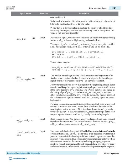 Functional Description -- HPC II Controller, External Memory ... - Altera