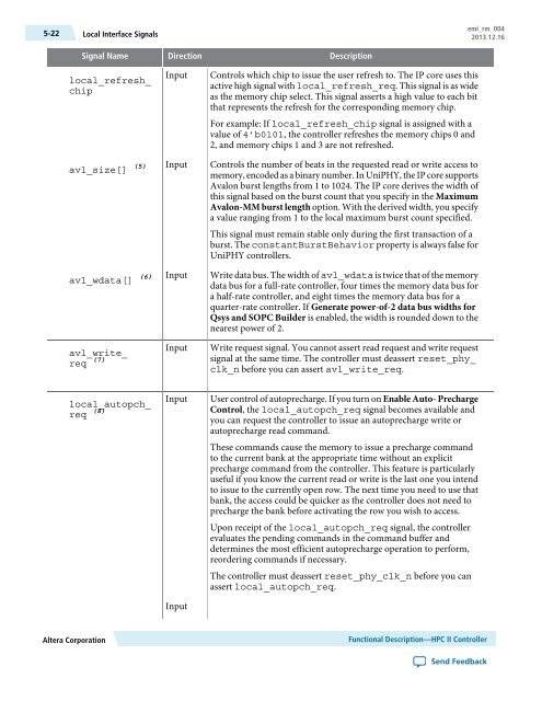 Functional Description -- HPC II Controller, External Memory ... - Altera