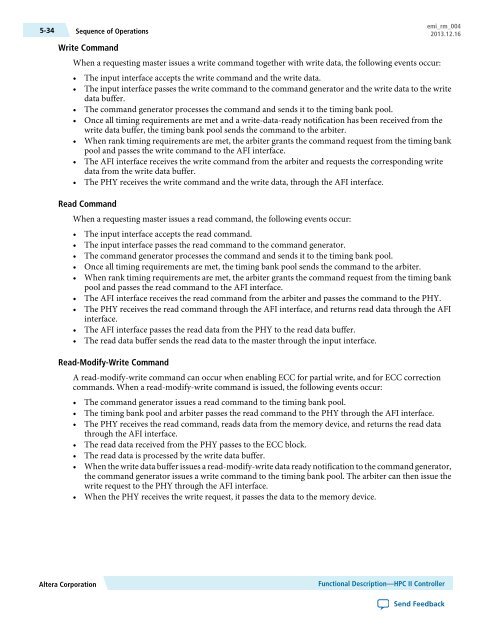 Functional Description -- HPC II Controller, External Memory ... - Altera