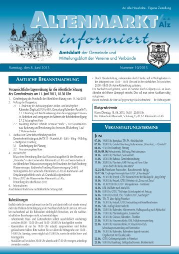 Amtsblatt Nr. 10 / 2013 - Altenmarkt a. d. Alz