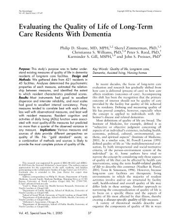 Evaluating the Quality of Life of Long-Term Care Residents With ...