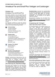 Amadeus Fax and Email Plus Vorlagen und Leistungen