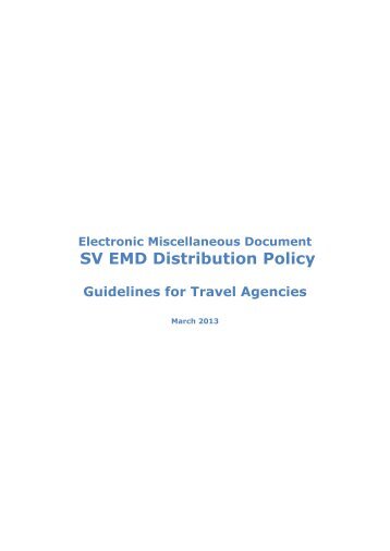 SV EMD Distribution Policy - Amadeus