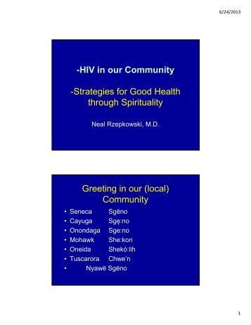 -HIV in our Community -Strategies for Good Health through ...