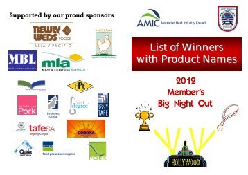 Supported by our proud sponsors - Australian Meat Industry Council
