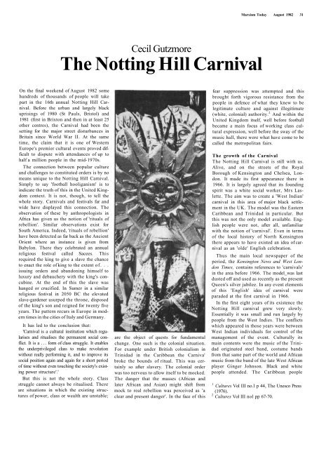 The Notting Hill Carnival - Barry Amiel and Norman Melburn Trust