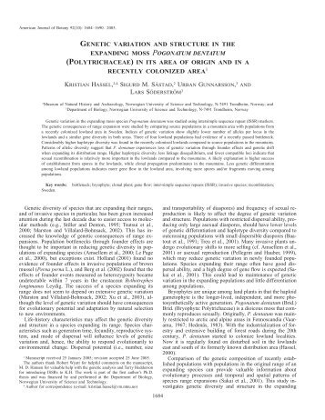 genetic variation and structure in the expanding moss pogonatum ...