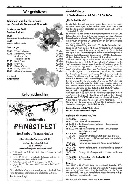 Amtsblatt Nummer 05 (23. Mai 2006) - beim AMT USEDOM-NORD