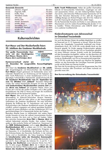 Amtsblatt Nummer 1 (23. Januar 2013) - beim AMT USEDOM-NORD