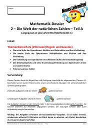 Mathematik-Dossier 2 – Die Welt der natürlichen Zahlen – Teil A