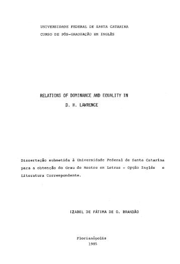 RELATIONS OF DOMINANCE AND EQUALITY IN D. H. LAWRENCE