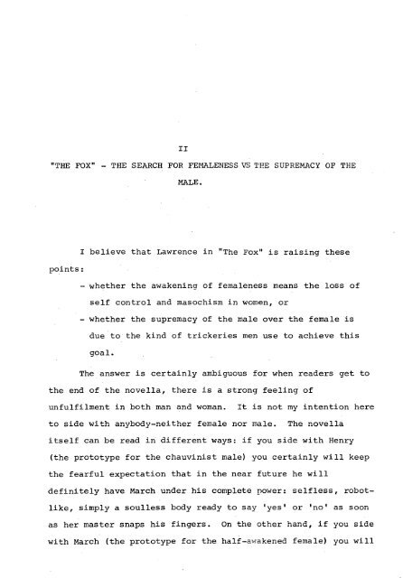 RELATIONS OF DOMINANCE AND EQUALITY IN D. H. LAWRENCE