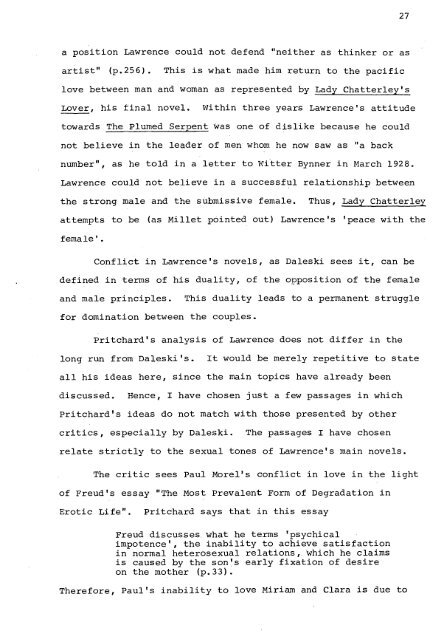 RELATIONS OF DOMINANCE AND EQUALITY IN D. H. LAWRENCE