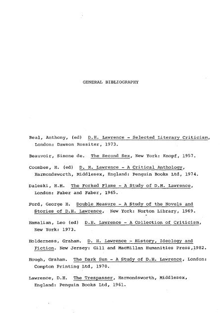 RELATIONS OF DOMINANCE AND EQUALITY IN D. H. LAWRENCE