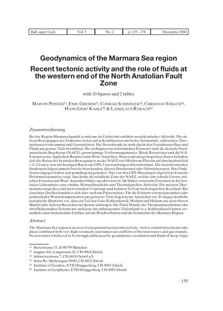 Geodynamics of the Marmara Sea region Recent tectonic activity ...