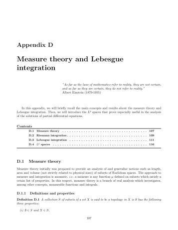 Measure theory and Lebesgue integration