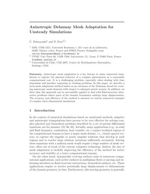 Anisotropic Delaunay Mesh Adaptation for Unsteady Simulations