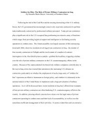 Soldiers for Hire: The Role of Private Military Contractors in Iraq By ...