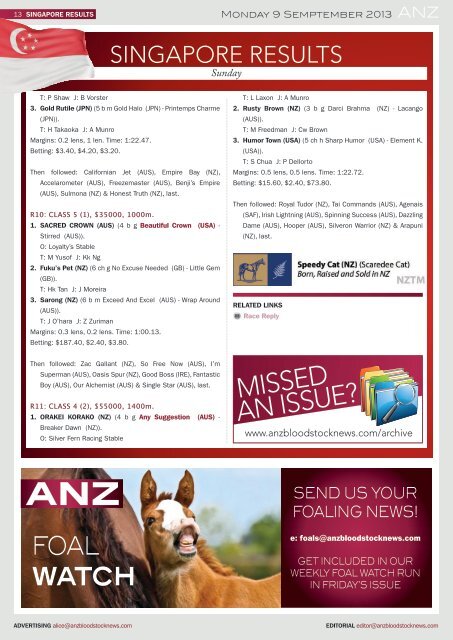 australia - ANZ Bloodstock News